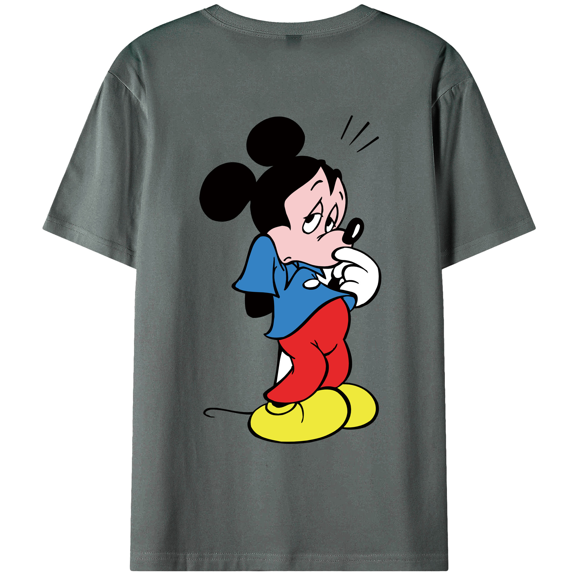 ミッキーマウス Mickey Mouse 綿100％ メンズ半袖Tシャツ（バックプリント） 通気性